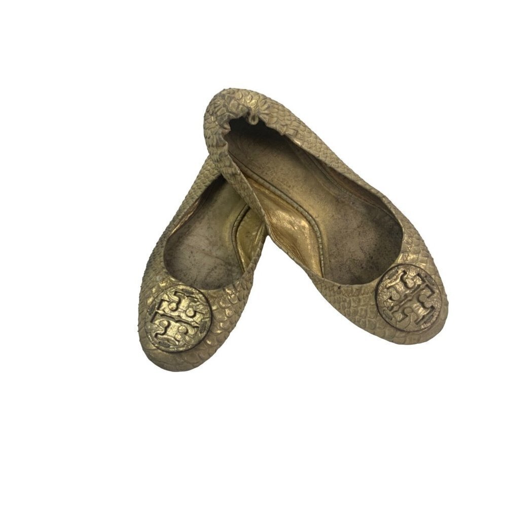Tory Burch Gold Ballet Shoes. Sz 7.5